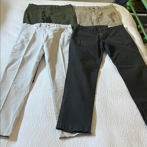 Lot of 4 GAP Slim Flat Front Chino Pants, Size 32x36